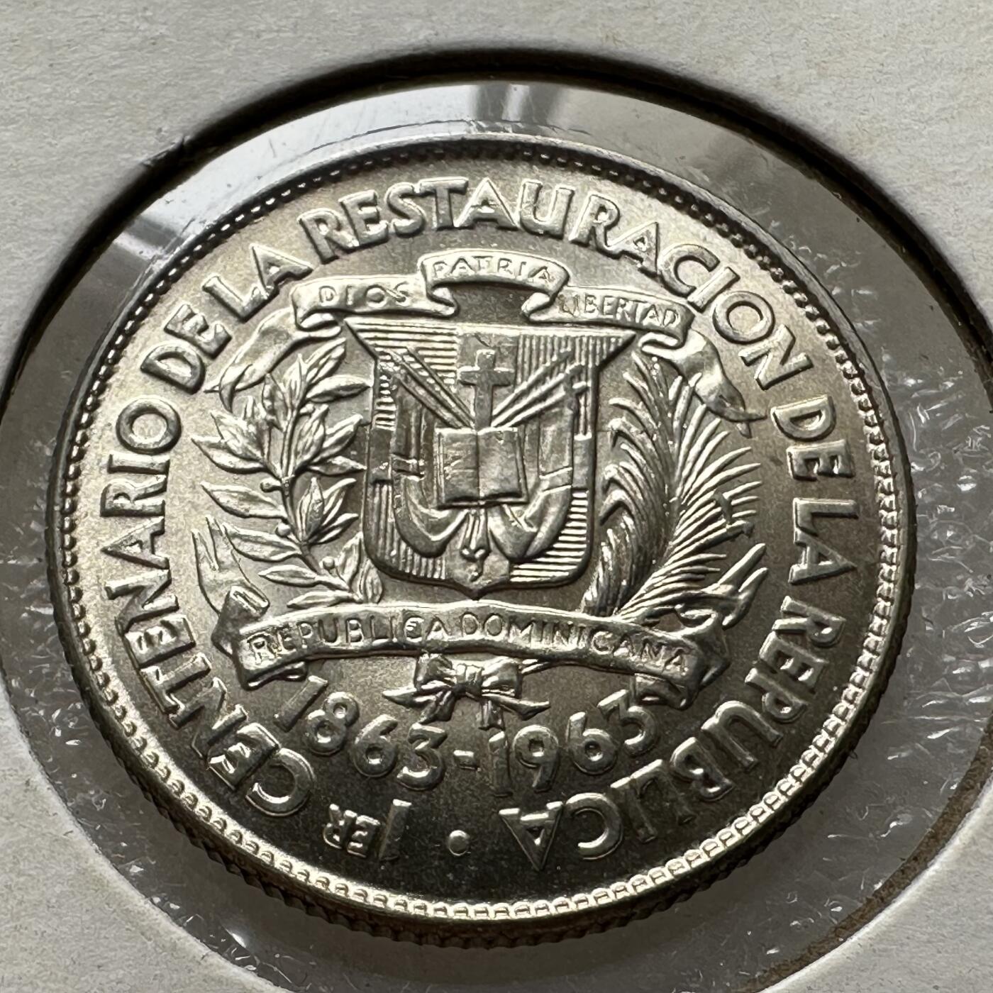 🌹外币初藏🌹🐯第100场 感谢诸友支持捧场！本期全场包邮！ 多米尼加1963年25分银币