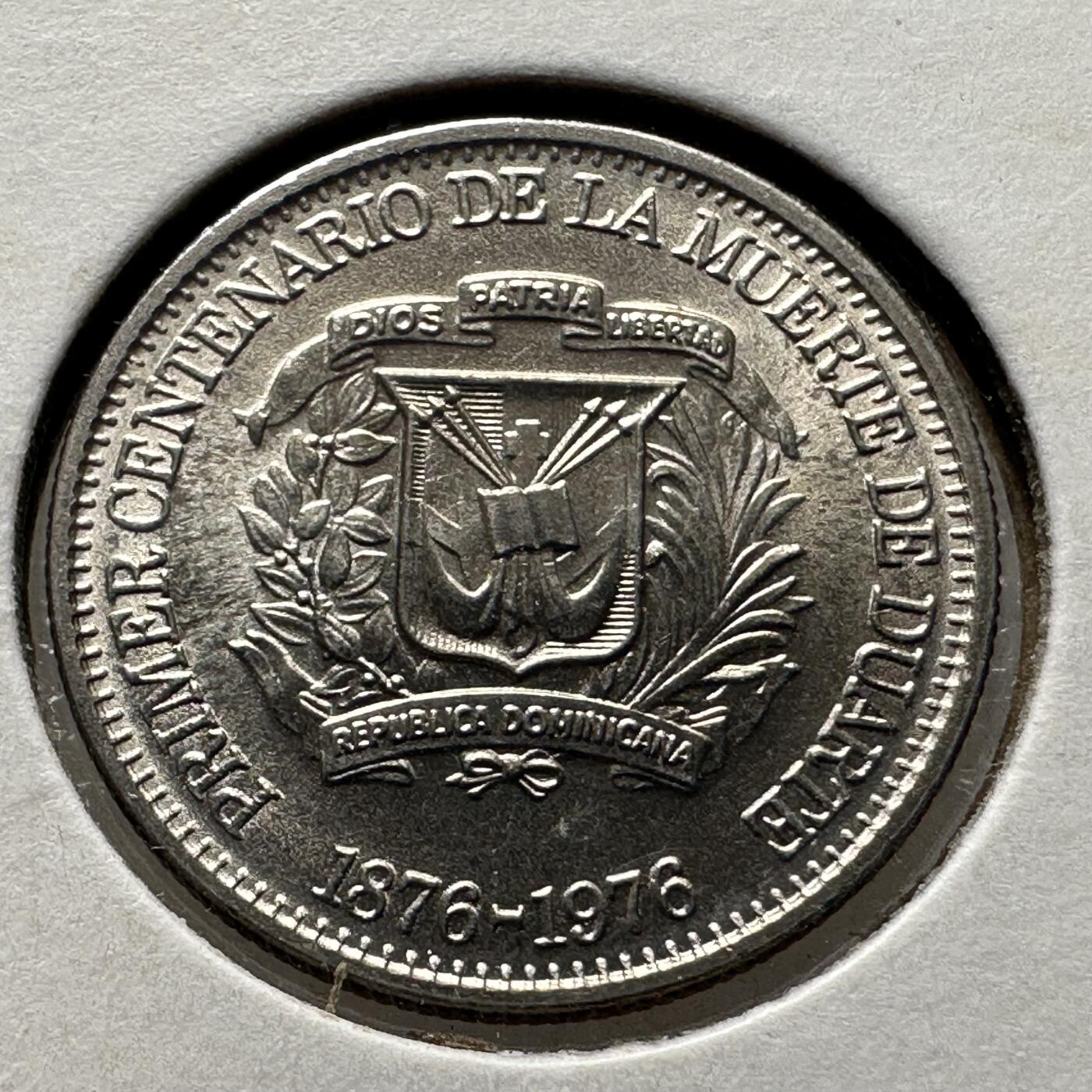 🌹外币初藏🌹🐯第100场 感谢诸友支持捧场！本期全场包邮！ 多米尼加1976年胡安百年10分纪念币