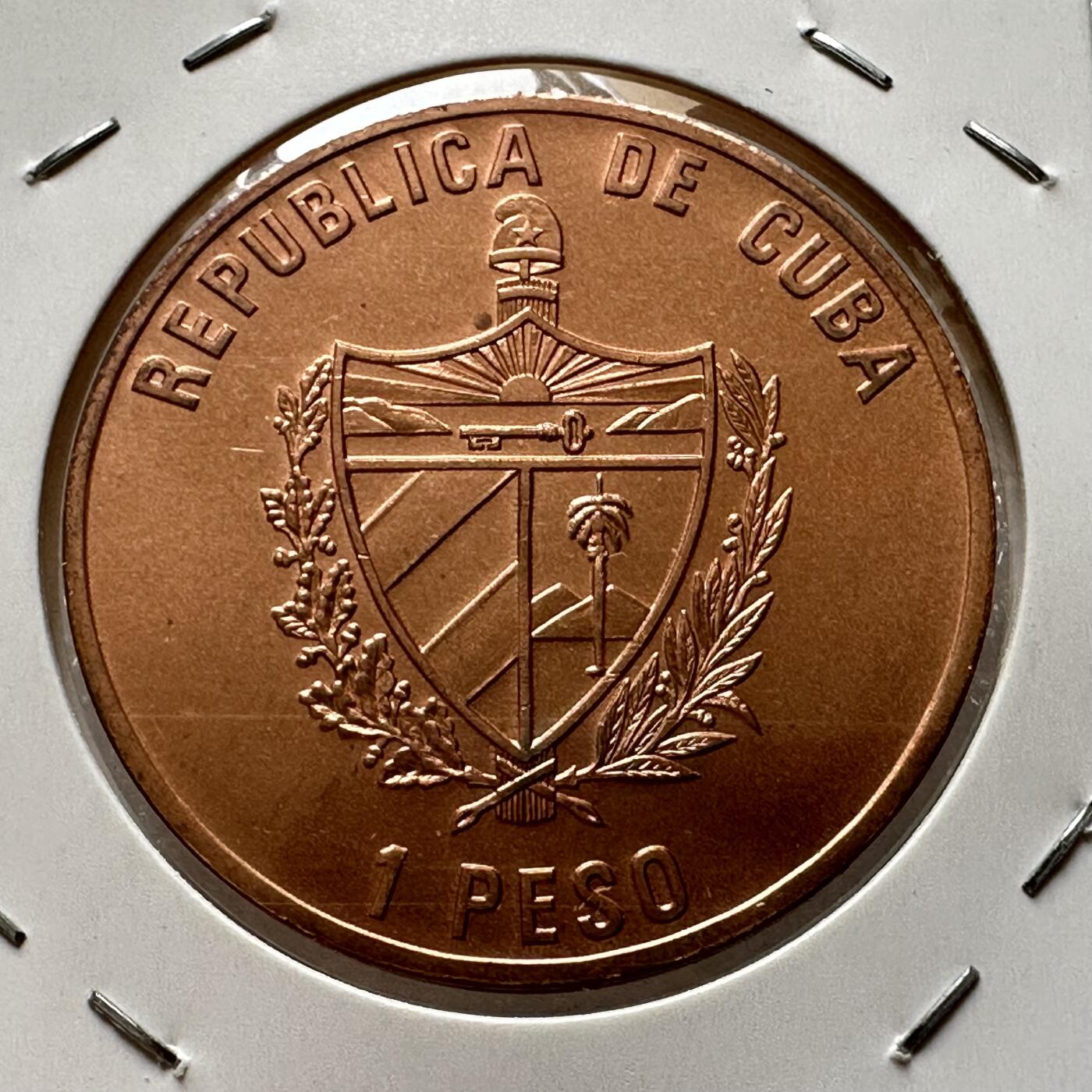 🌹外币初藏🌹🐯第100场 感谢诸友支持捧场！本期全场包邮！ 古巴1993年卡斯特罗一比索 克朗型