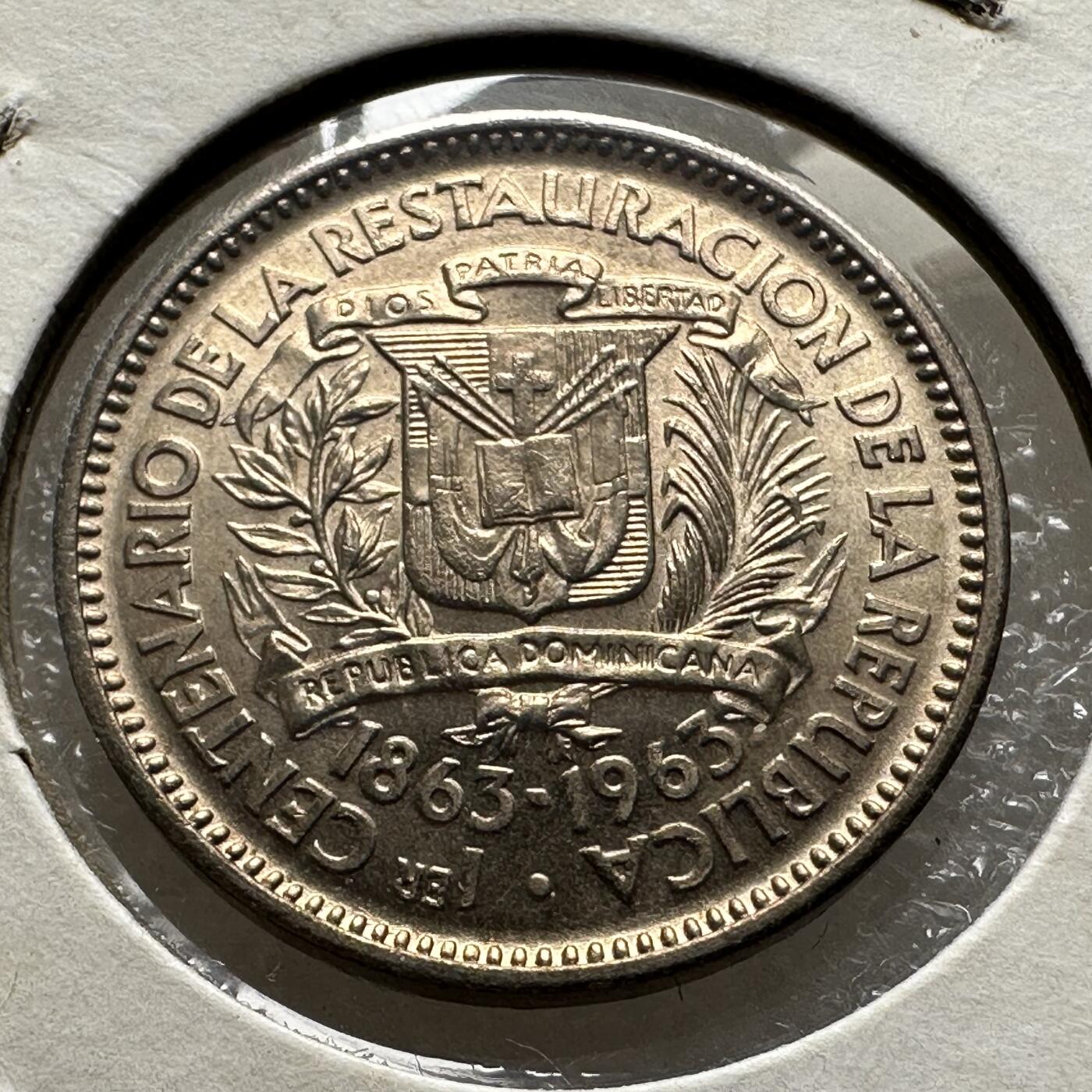 🌹外币初藏🌹🐯第100场 感谢诸友支持捧场！本期全场包邮！ 多米尼加1963年五分纪念币