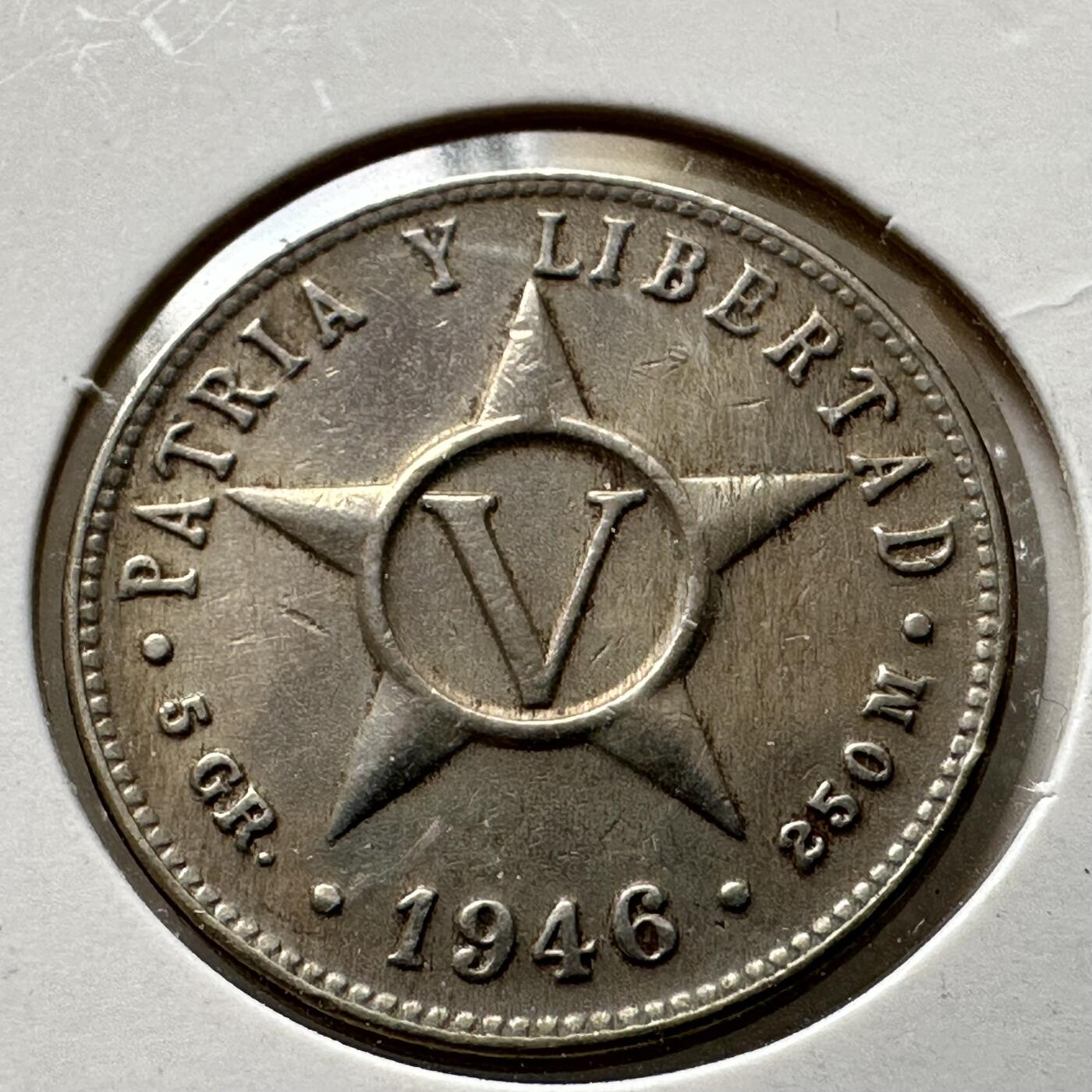 🌹外币初藏🌹🐯第100场 感谢诸友支持捧场！本期全场包邮！ 古巴1946年五分