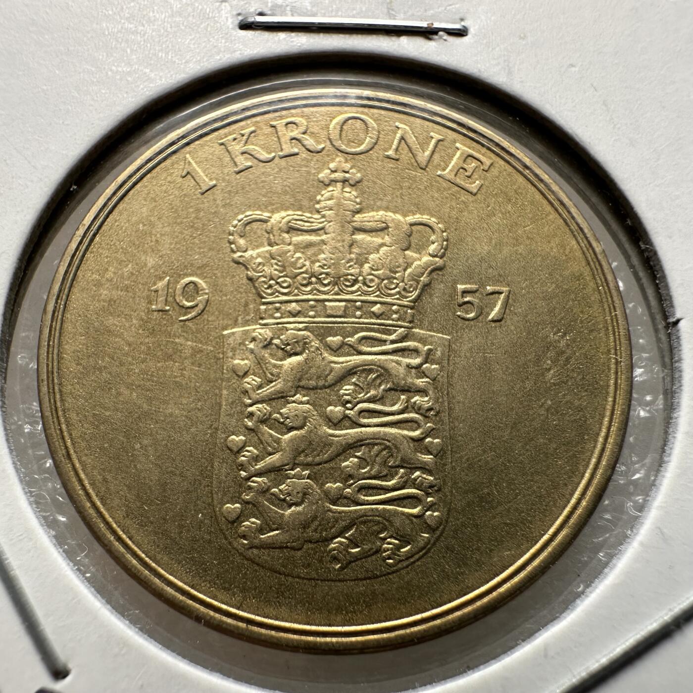 🌹外币初藏🌹🐯第100场 感谢诸友支持捧场！本期全场包邮！ 丹麦1957年一克朗