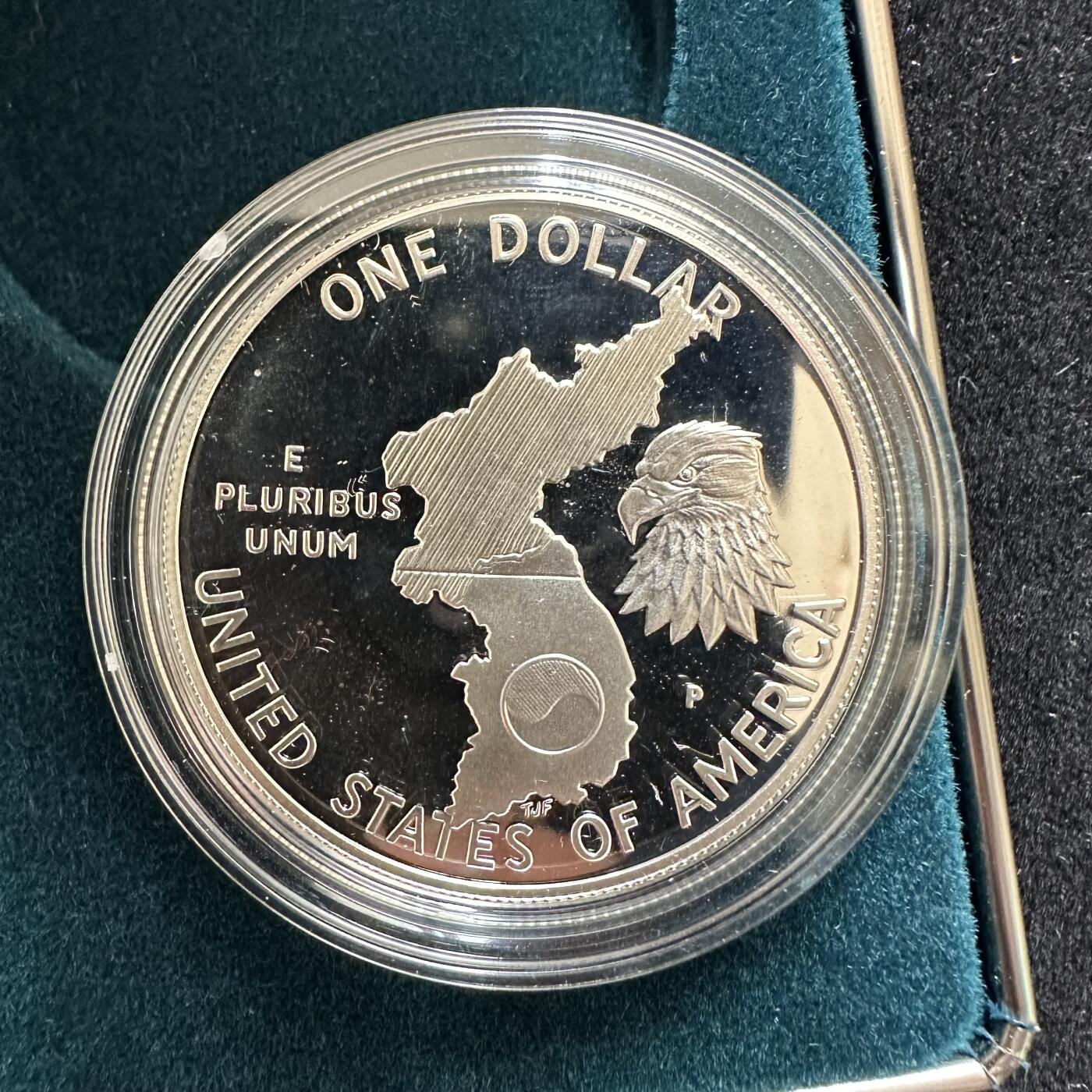 🌹外币初藏🌹🐯第100场 感谢诸友支持捧场！本期全场包邮！ 美国1991年韩战¥1纪念币 精制银币