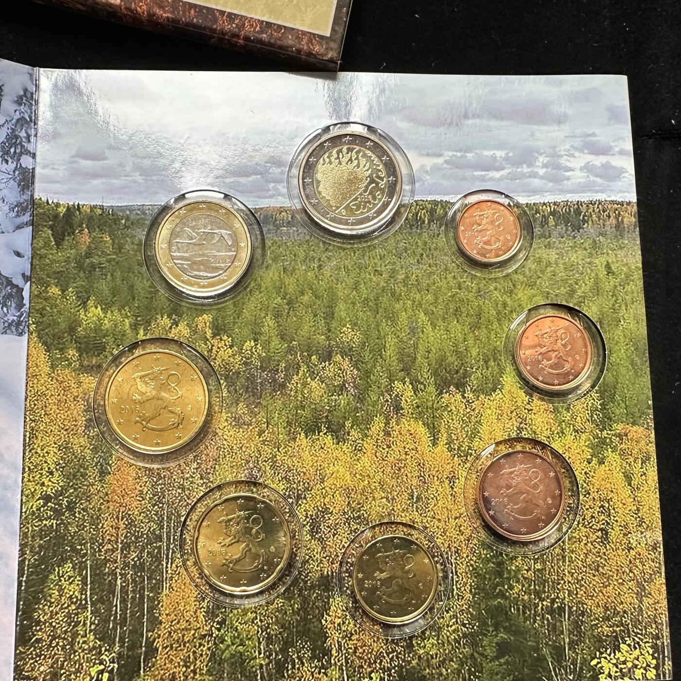 🌹外币初藏🌹🐯第100场 感谢诸友支持捧场！本期全场包邮！ 芬兰2016年纪念版欧元套币 发行1000册