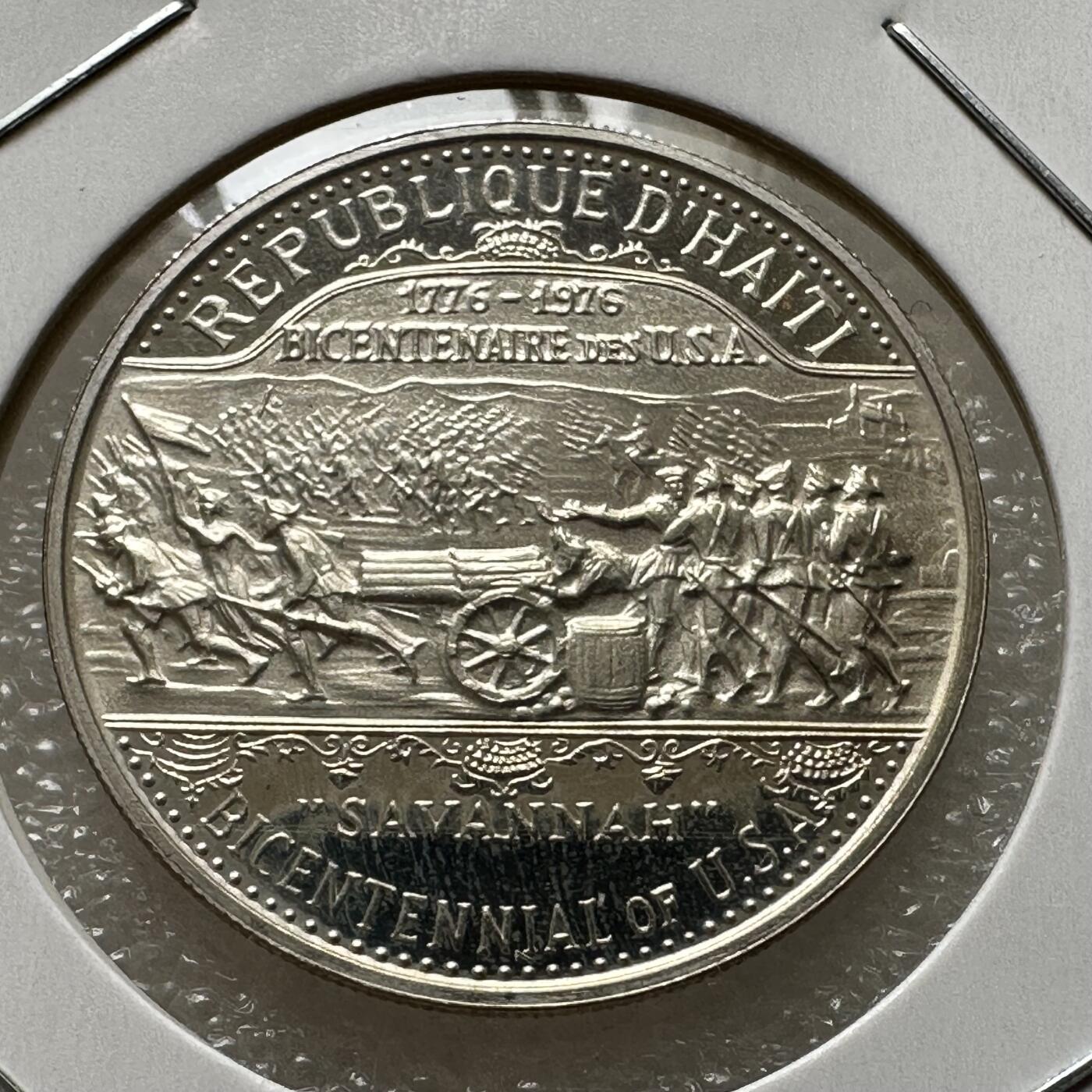 🌹外币初藏🌹🐯第100场 感谢诸友支持捧场！本期全场包邮！ 海地1976年美国独立200周年25古德精制银币