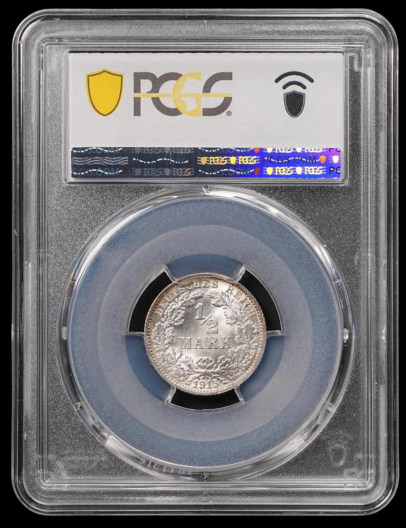 修遠堂世界钱币第四十七期 全场包邮 PCGS MS68 1915年德国1/2马克银币 68分老币天花板级别分数 更有环彩加持 收藏级佳品