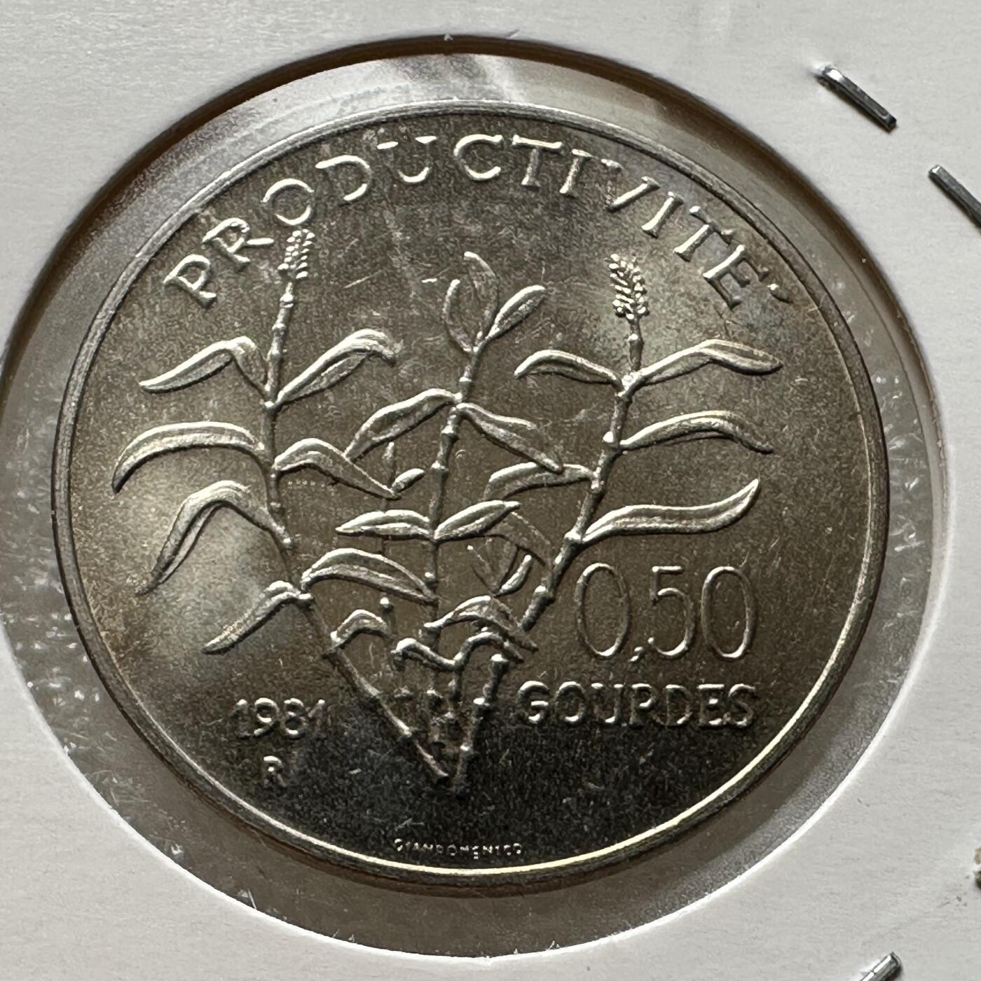 🌹外币初藏🌹🐯第100场 感谢诸友支持捧场！本期全场包邮！ 海地1981年0.5古德FAO币