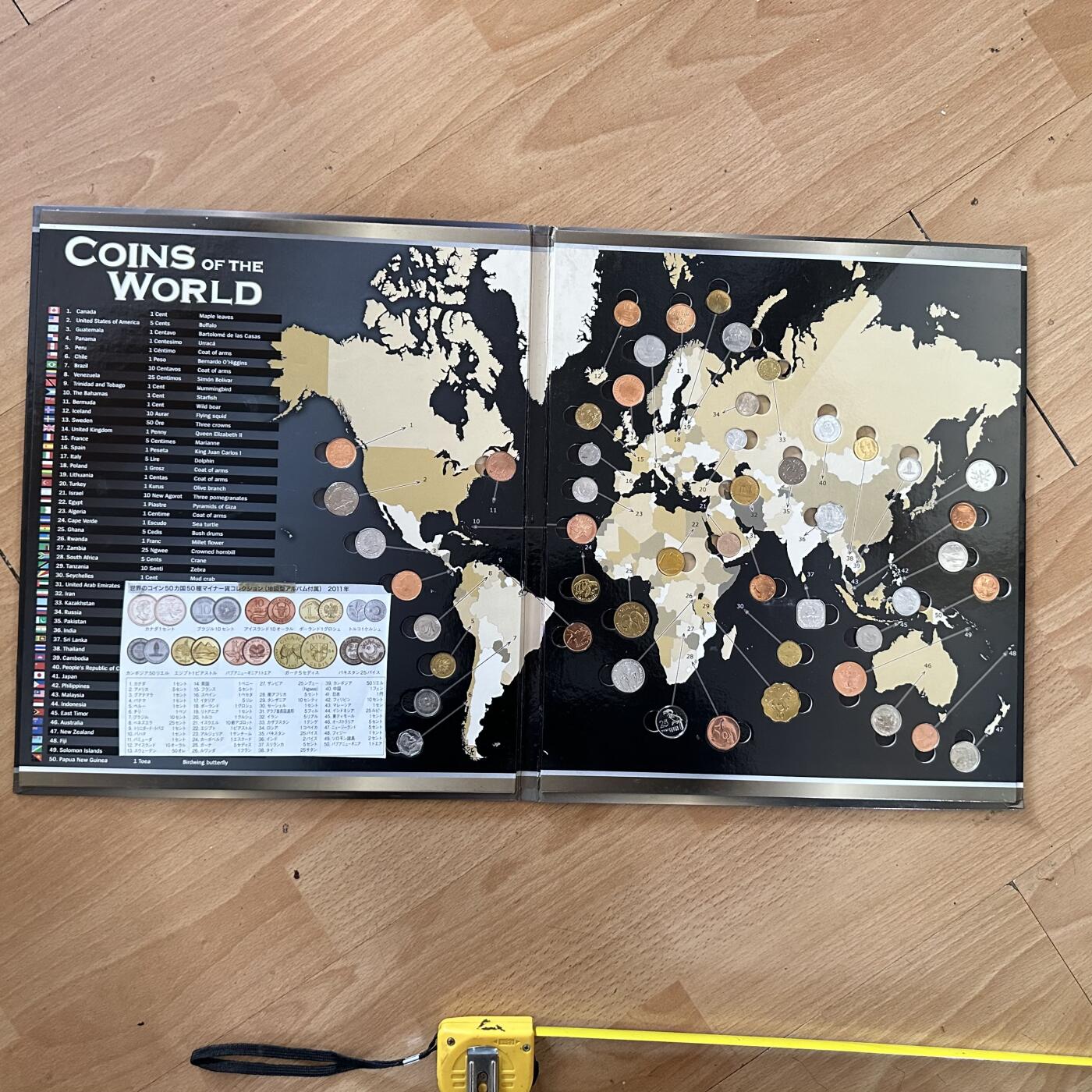 🌹外币初藏🌹🐯第100场 感谢诸友支持捧场！本期全场包邮！ 日本产硬币50国纪念册 可拆卸把玩 超大本