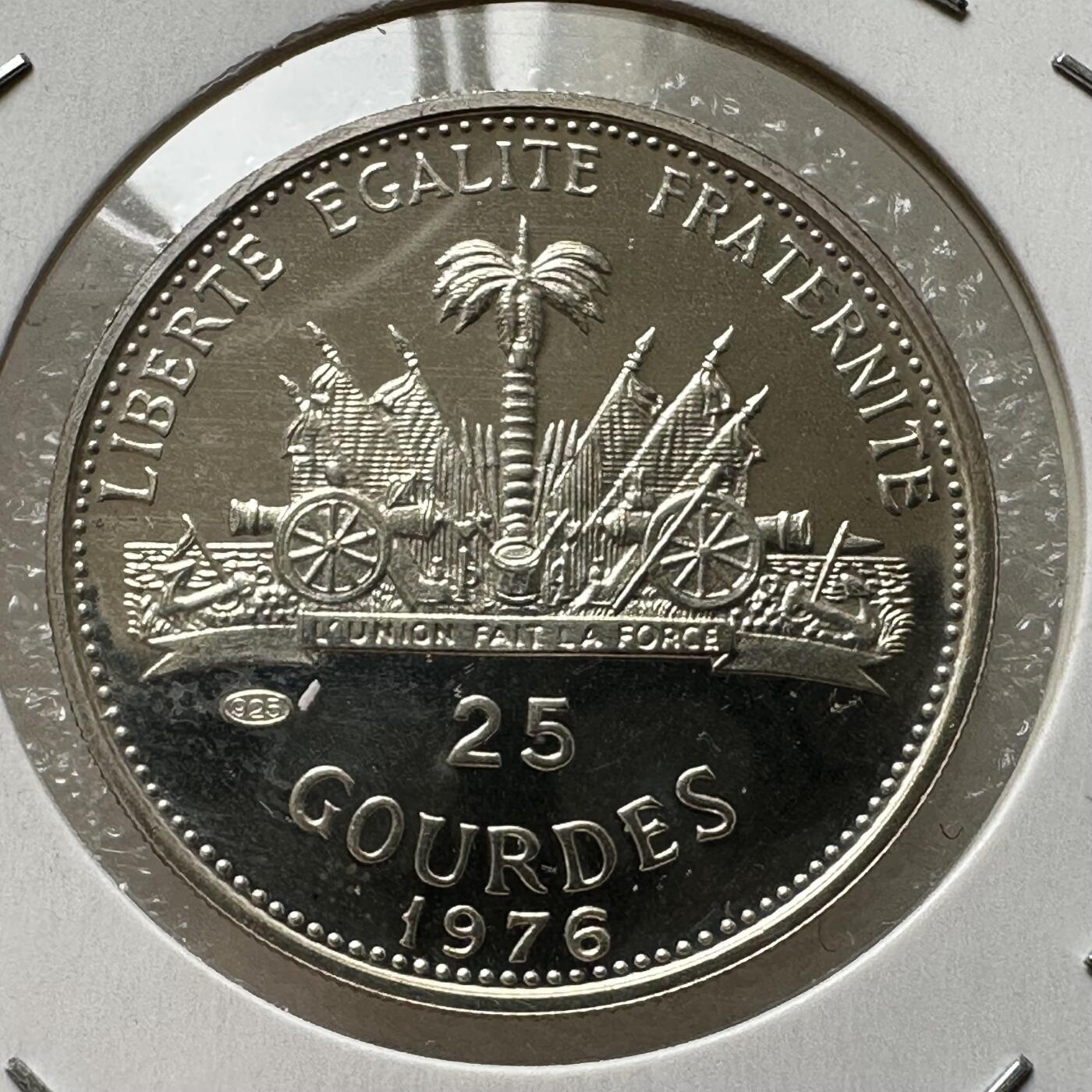 🌹外币初藏🌹🐯第100场 感谢诸友支持捧场！本期全场包邮！ 海地1976年美国独立200周年25古德精制银币