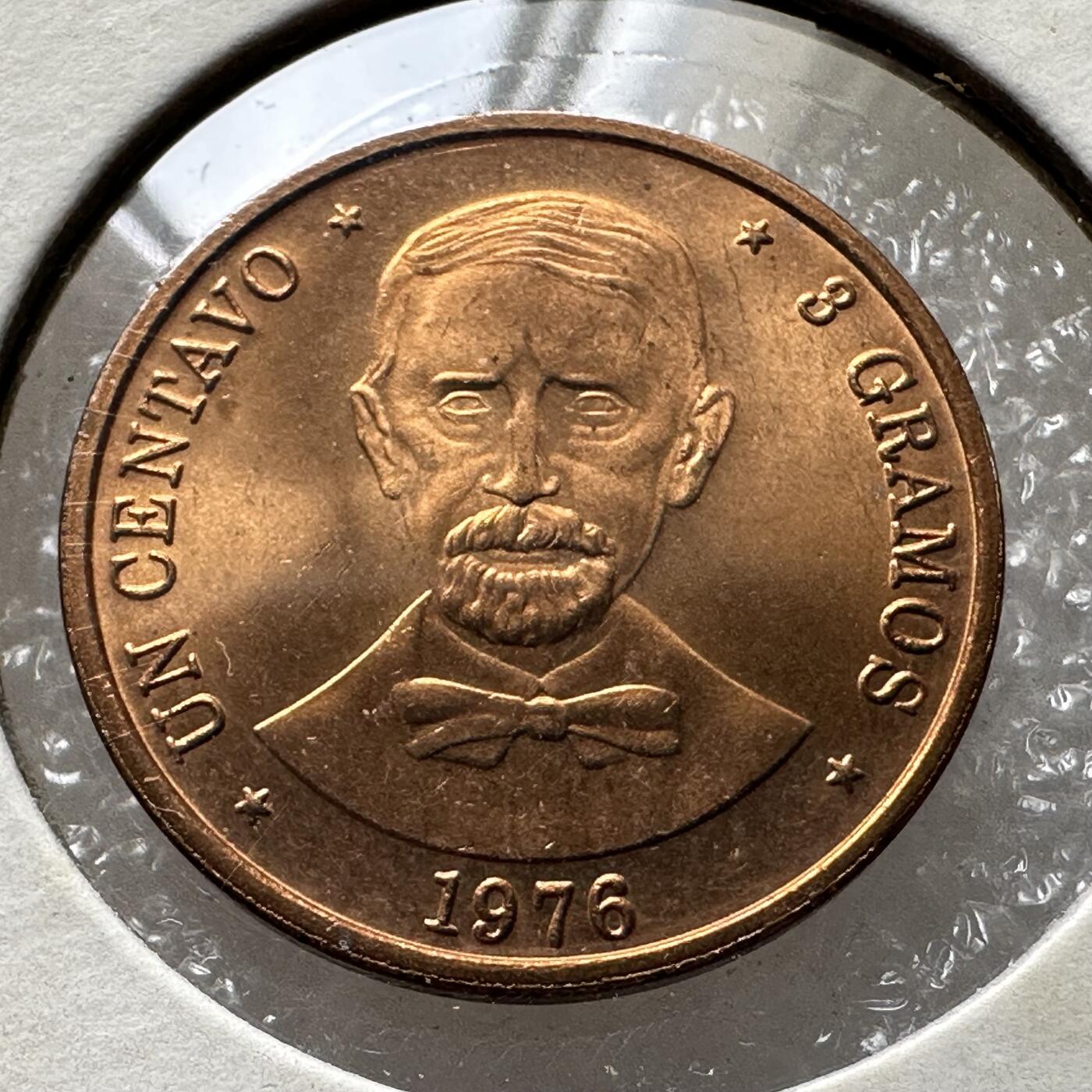 🌹外币初藏🌹🐯第100场 感谢诸友支持捧场！本期全场包邮！ 多米尼加1976年胡安百年一分纪念币