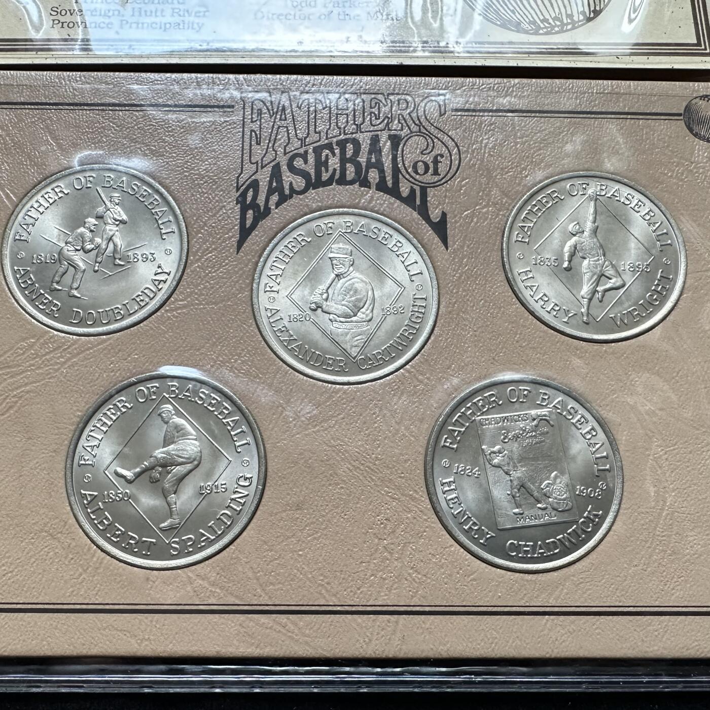 🌹外币初藏🌹🐯第100场 感谢诸友支持捧场！本期全场包邮！ 赫特河1992年棒球名人堂¥5纪念币五枚套 克朗型镍币