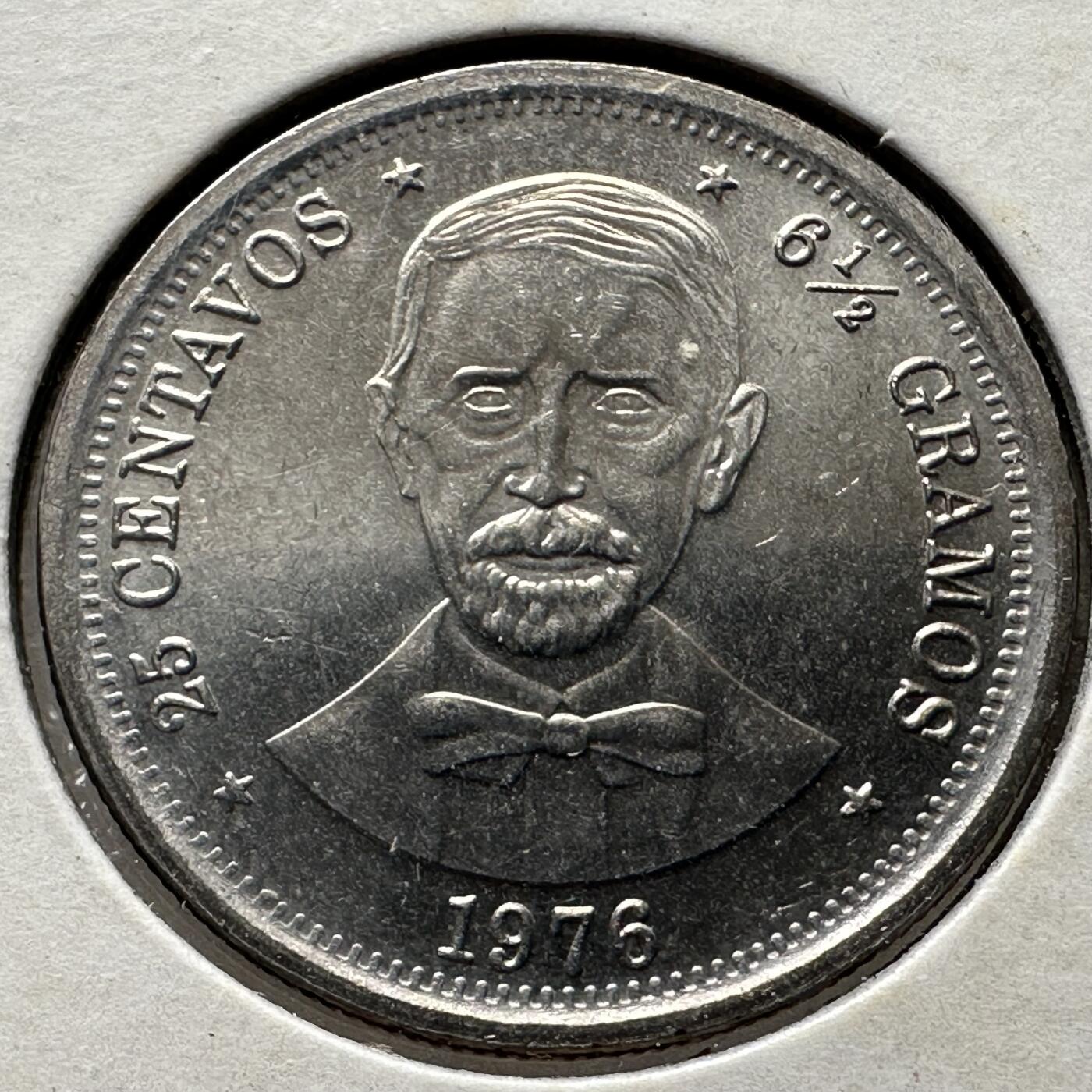 🌹外币初藏🌹🐯第100场 感谢诸友支持捧场！本期全场包邮！ 多米尼加1976年胡安百年25分纪念币