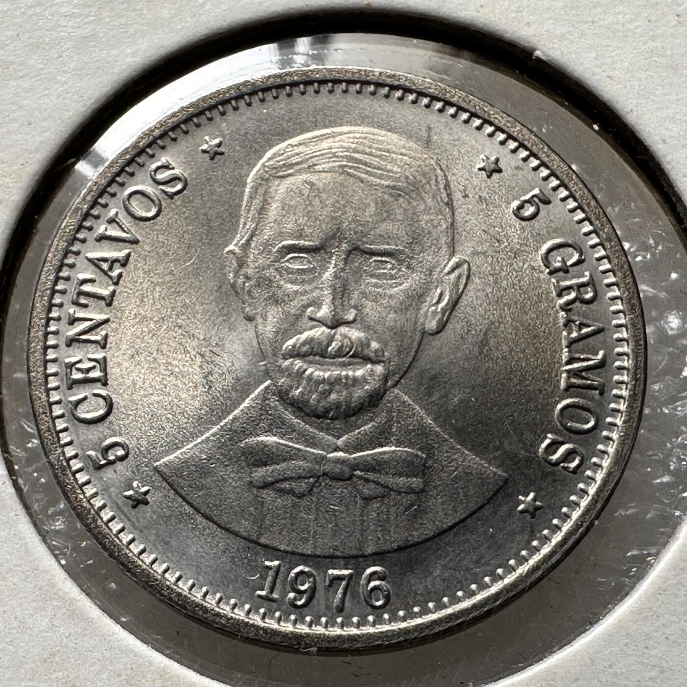 🌹外币初藏🌹🐯第100场 感谢诸友支持捧场！本期全场包邮！ 多米尼加1976年胡安百年5分纪念币