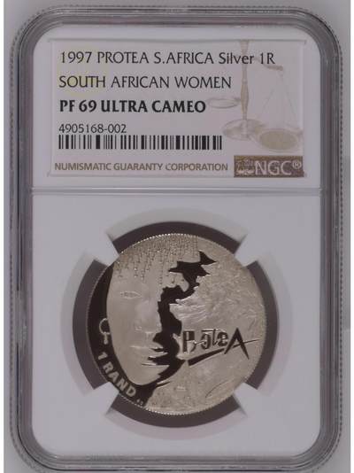 S&S Numismatic世界钱币-拍卖 第91期  - 获奖币*南非1997年 南非妇女 1兰特精制纪念银币NGC PF69UC，无盒证
