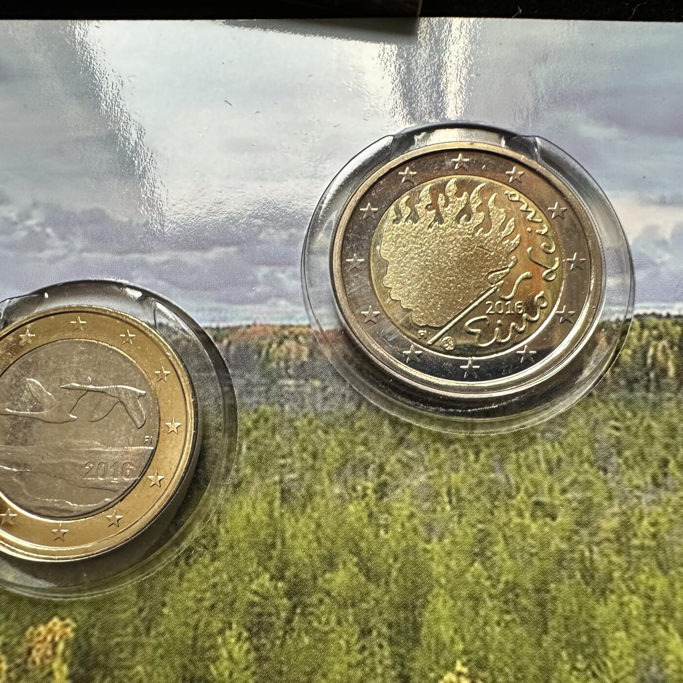 🌹外币初藏🌹🐯第100场 感谢诸友支持捧场！本期全场包邮！ 芬兰2016年纪念版欧元套币 发行1000册