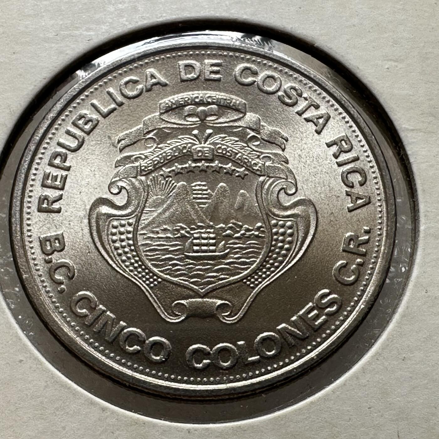 🌹外币初藏🌹🐯第100场 感谢诸友支持捧场！本期全场包邮！ 哥斯达黎加1975年央行25周年5科朗纪念币