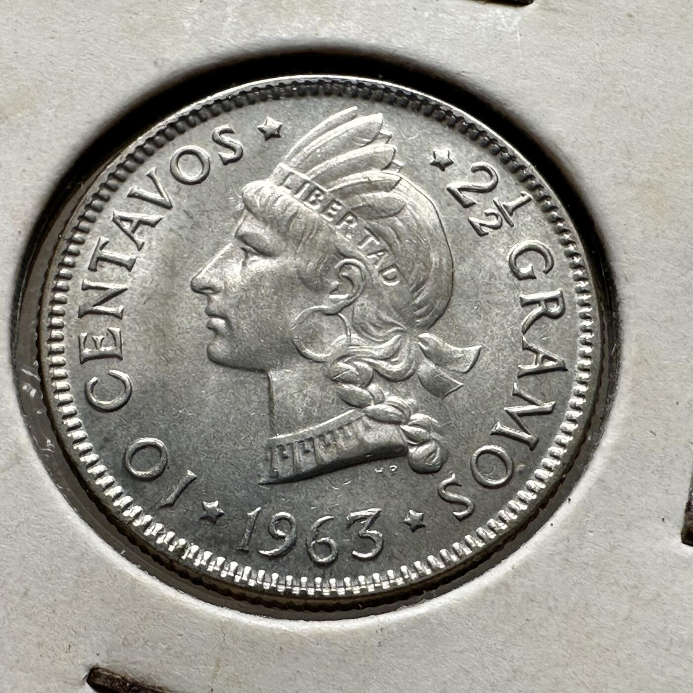 🌹外币初藏🌹🐯第100场 感谢诸友支持捧场！本期全场包邮！ 多米尼加1963年十分银币