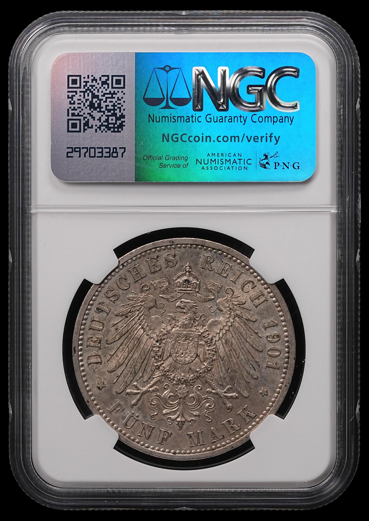修遠堂世界钱币第四十七期 全场包邮 NGC MS62 1901年普鲁士建国200周年5马克大银币