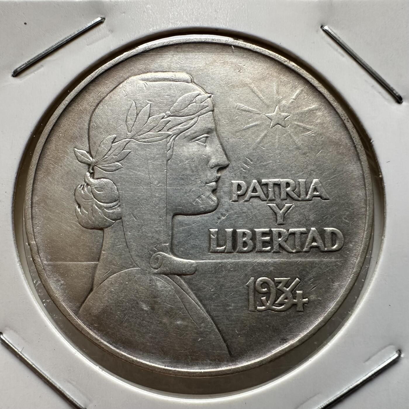 🌹外币初藏🌹🐯第100场 感谢诸友支持捧场！本期全场包邮！ 古巴1934年一比索银币 26.8克90%银38毫米