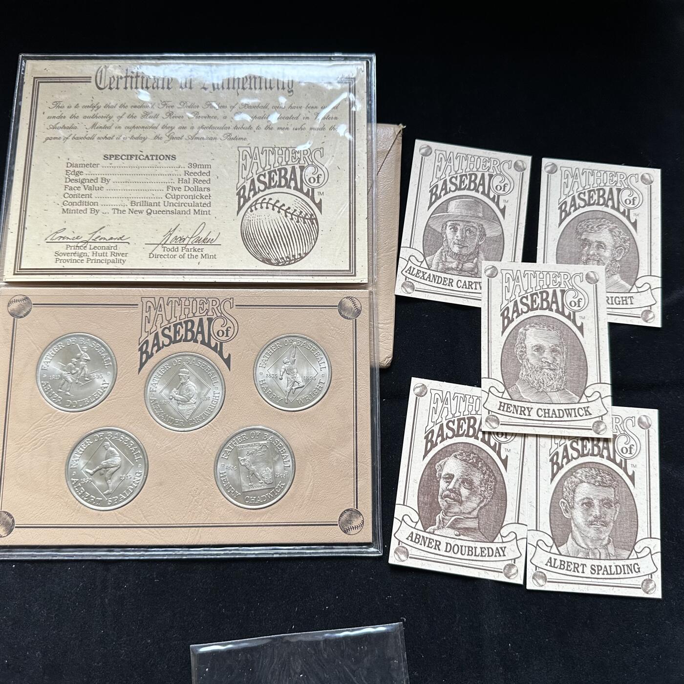 🌹外币初藏🌹🐯第100场 感谢诸友支持捧场！本期全场包邮！ 赫特河1992年棒球名人堂¥5纪念币五枚套 克朗型镍币