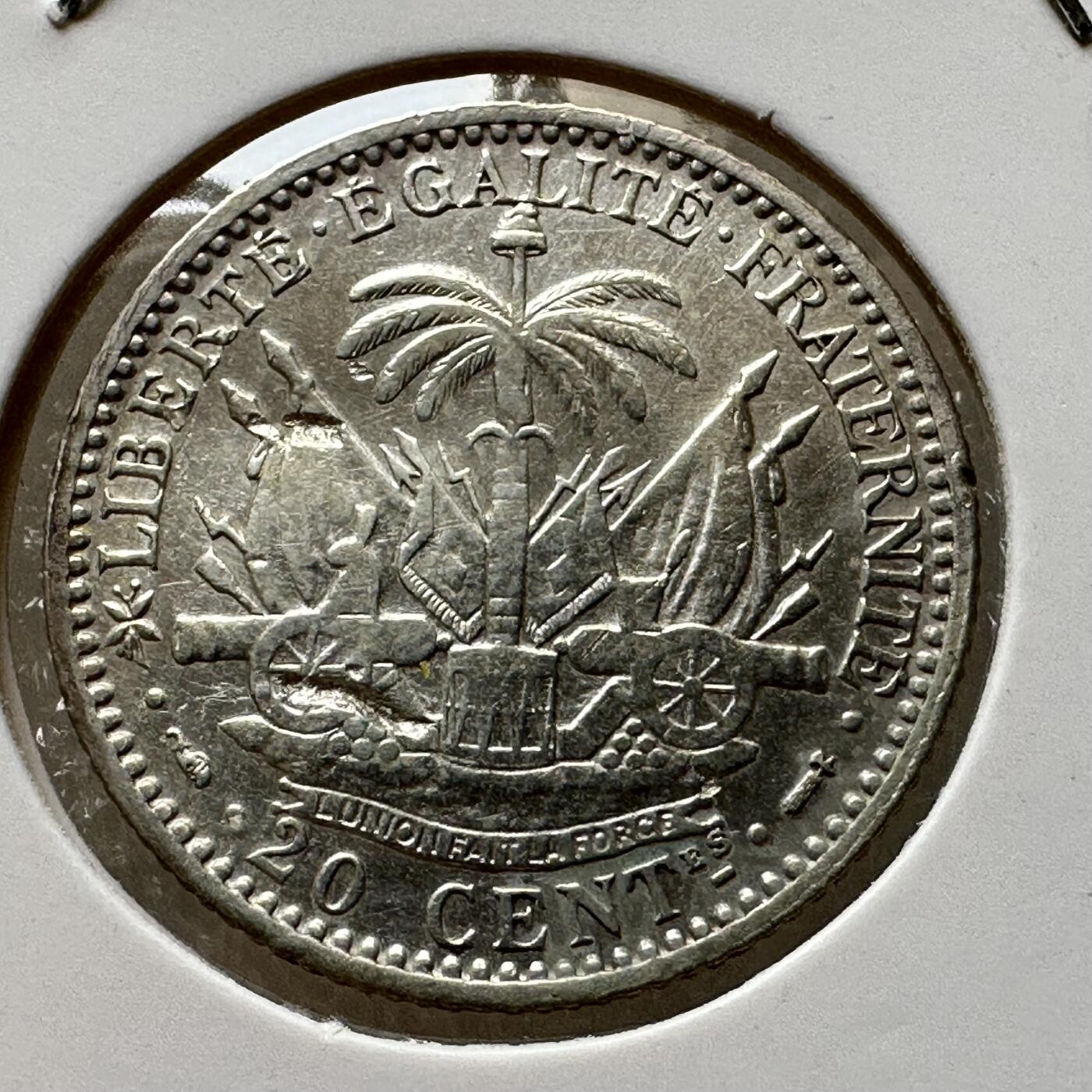 🌹外币初藏🌹🐯第100场 感谢诸友支持捧场！本期全场包邮！ 海地1895年20分银币