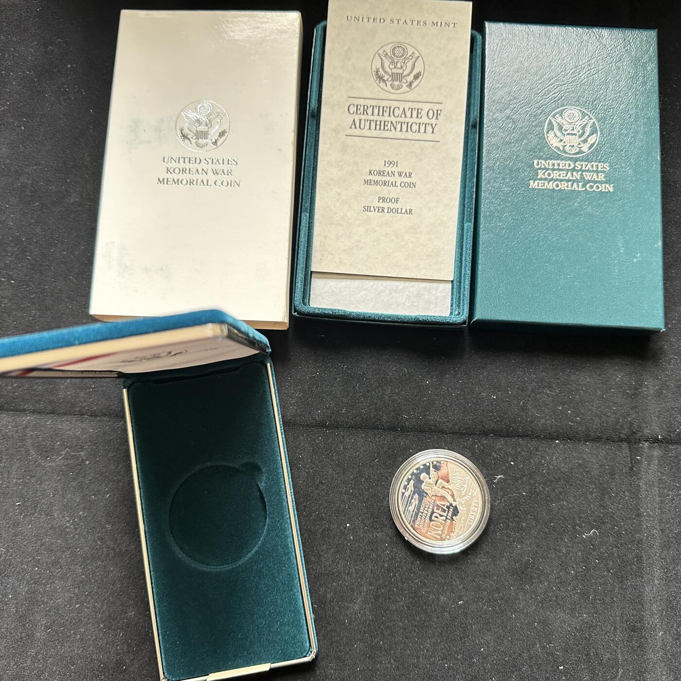 🌹外币初藏🌹🐯第100场 感谢诸友支持捧场！本期全场包邮！ 美国1991年韩战¥1纪念币 精制银币