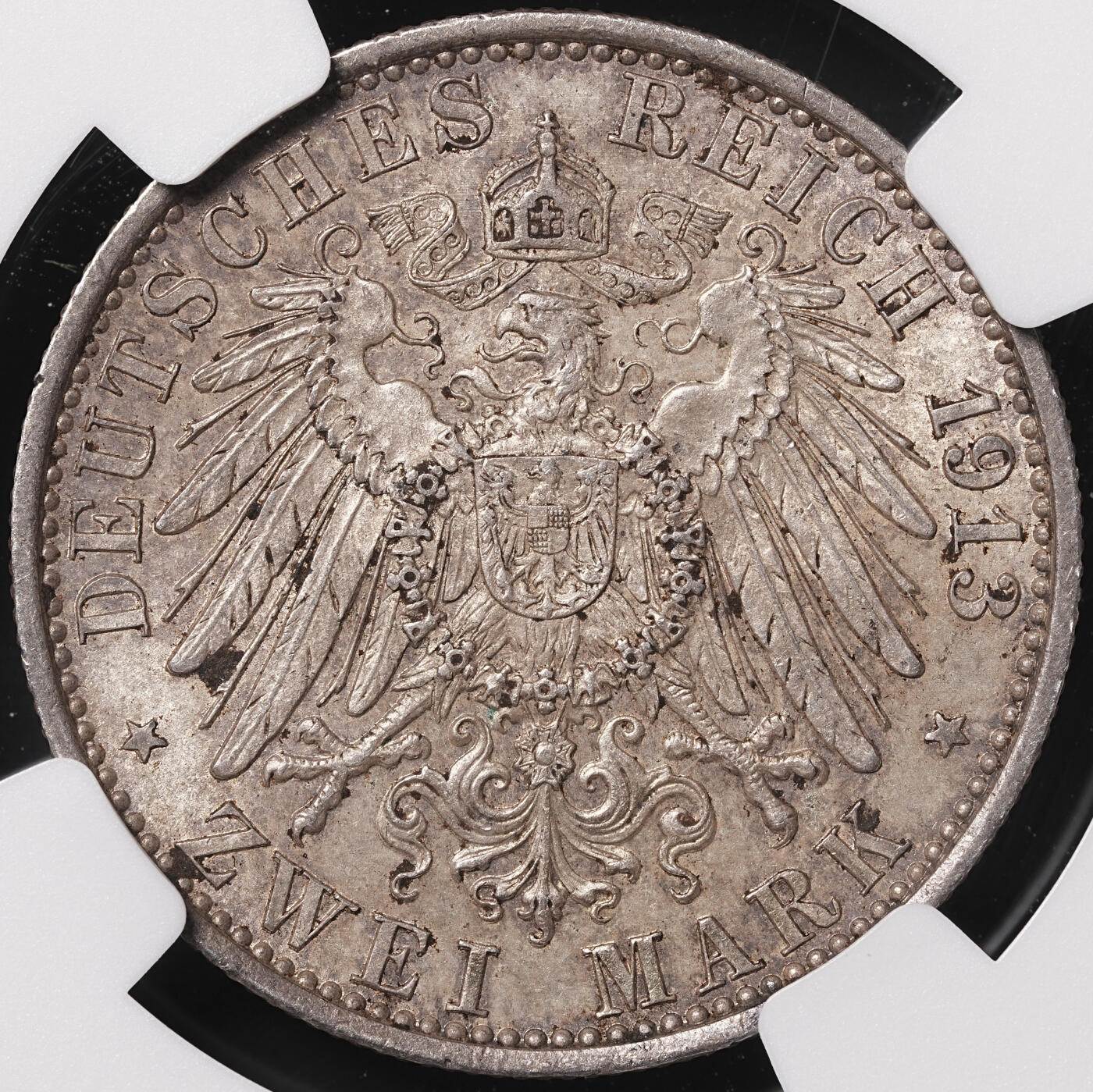 修遠堂世界钱币第四十七期 全场包邮 NGC MS61 1913年普鲁士威廉二世登基25周年2马克银币