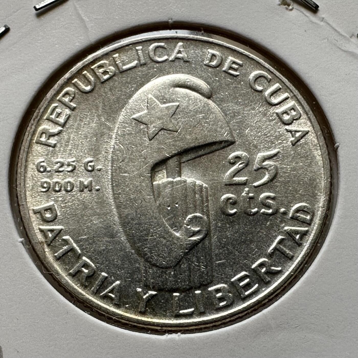 🌹外币初藏🌹🐯第100场 感谢诸友支持捧场！本期全场包邮！ 古巴1953年25分银币