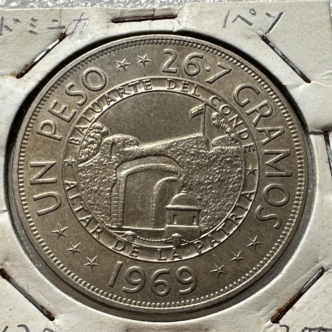 🌹外币初藏🌹🐯第100场 感谢诸友支持捧场！本期全场包邮！ 多米尼加1969年一比索纪念币 克朗型