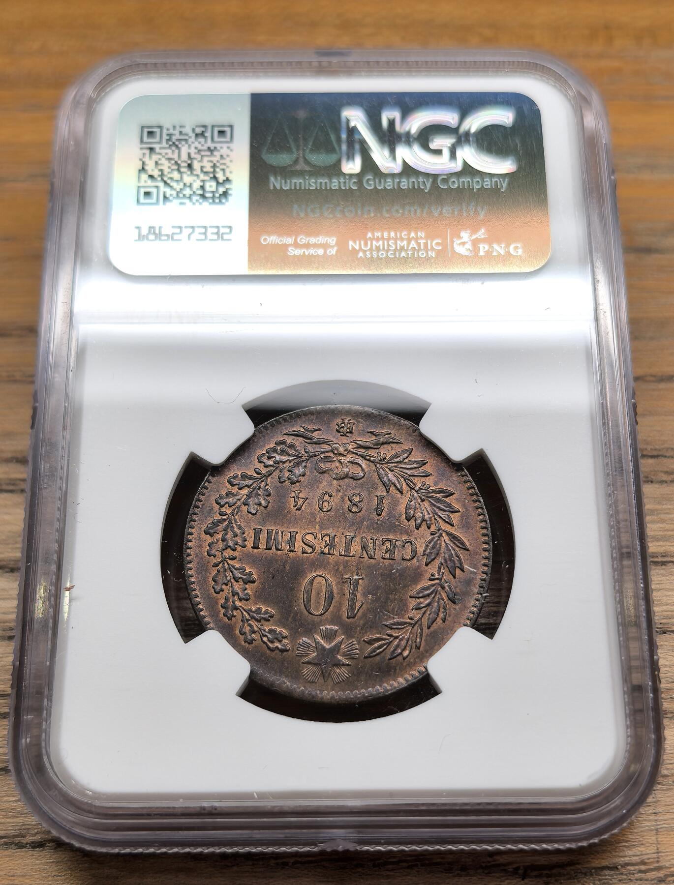 凡希社世界钱币微拍第二百九十期 1894意大利翁贝托10分大铜NGC-MS63