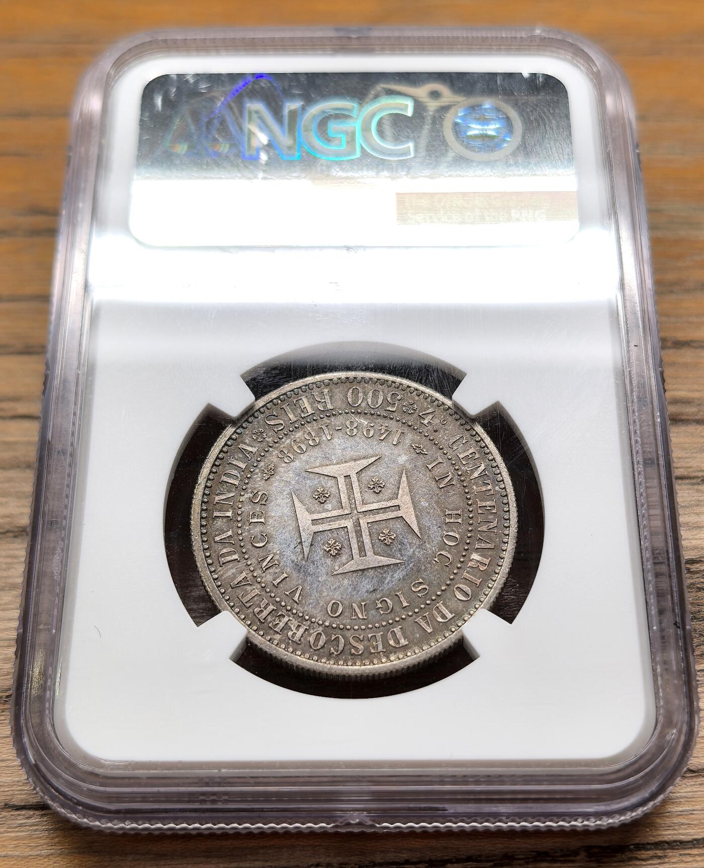 凡希社世界钱币微拍第二百九十期 1898葡萄牙发现印度500周年纪念500R银币NGC-MS63