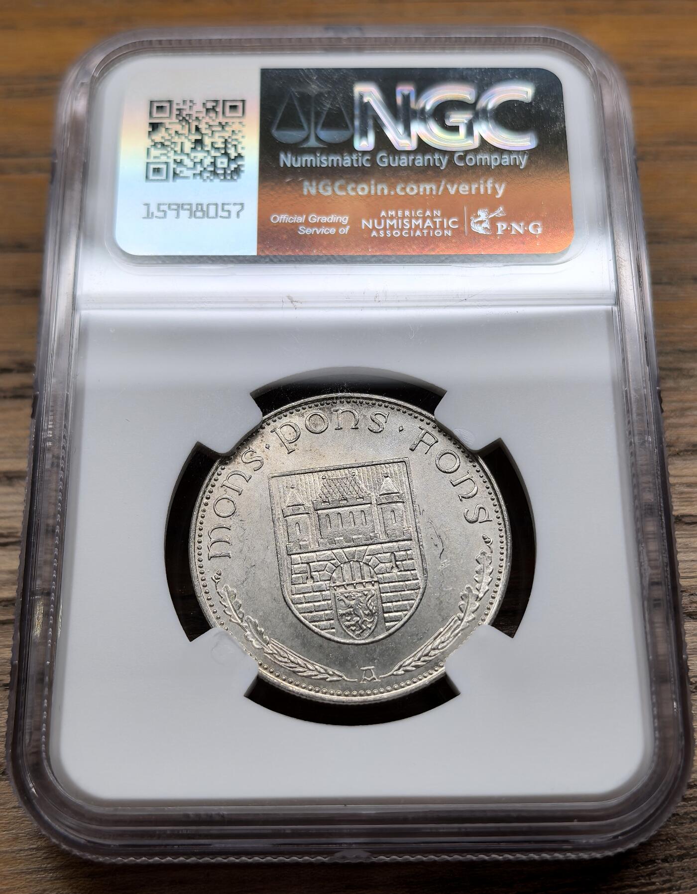 凡希社世界钱币微拍第二百九十期 1956德国吕内堡千年纪念银章NGC-MS64