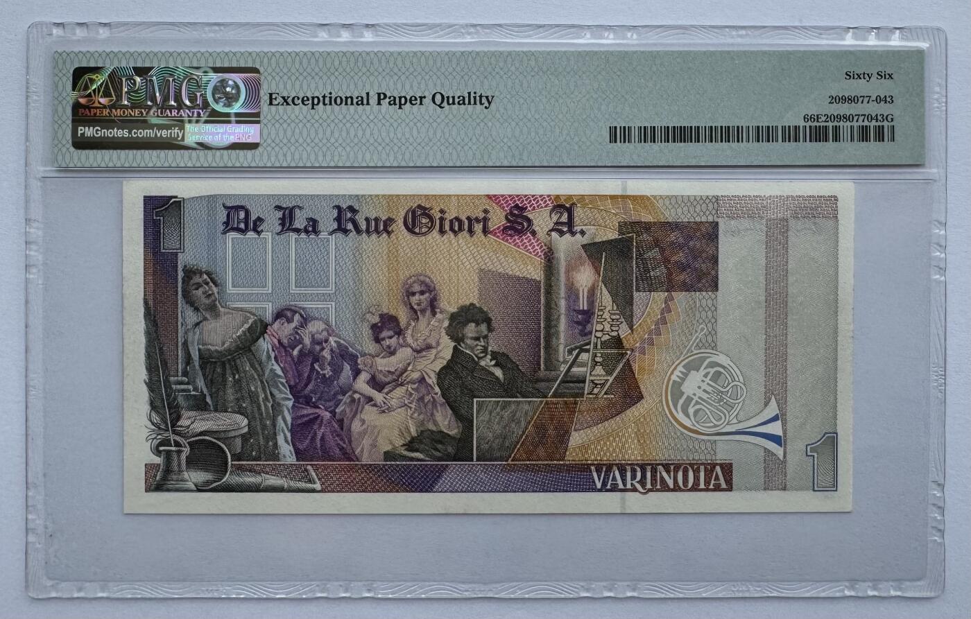 2026第1场（总第228期）：精品测试钞、外钞、塑料钞、连体钞综合场 德纳罗Giori 贝多芬“Varinota”系列测试钞票样Specimen（PMG66）