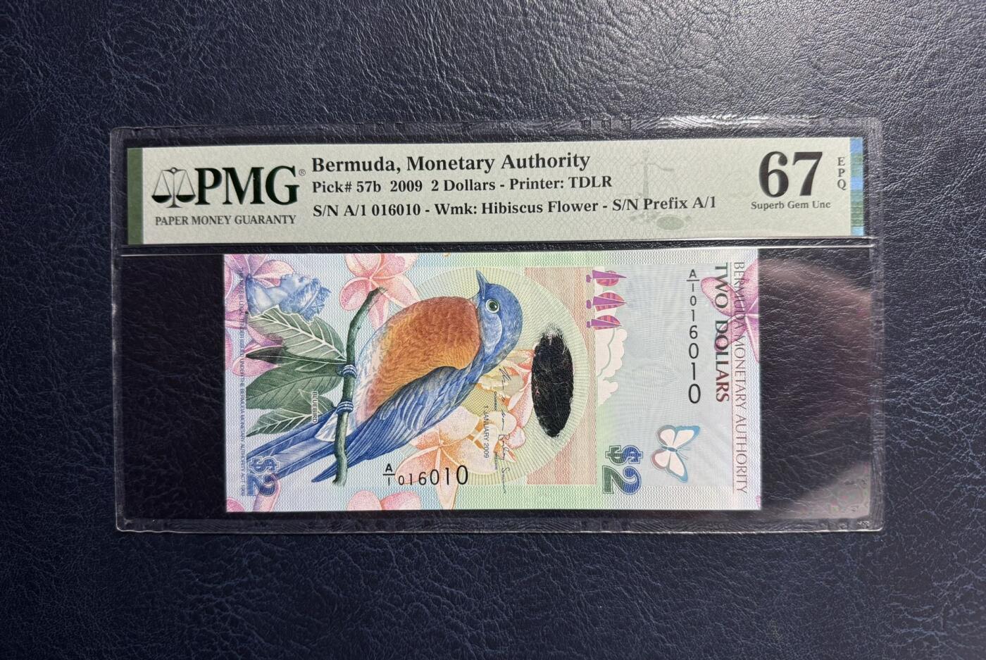 收藏联盟Quantum Auction 第392期拍卖  百慕大2009年2元A/1冠 PMG67  IBNS获奖作品 倒置号