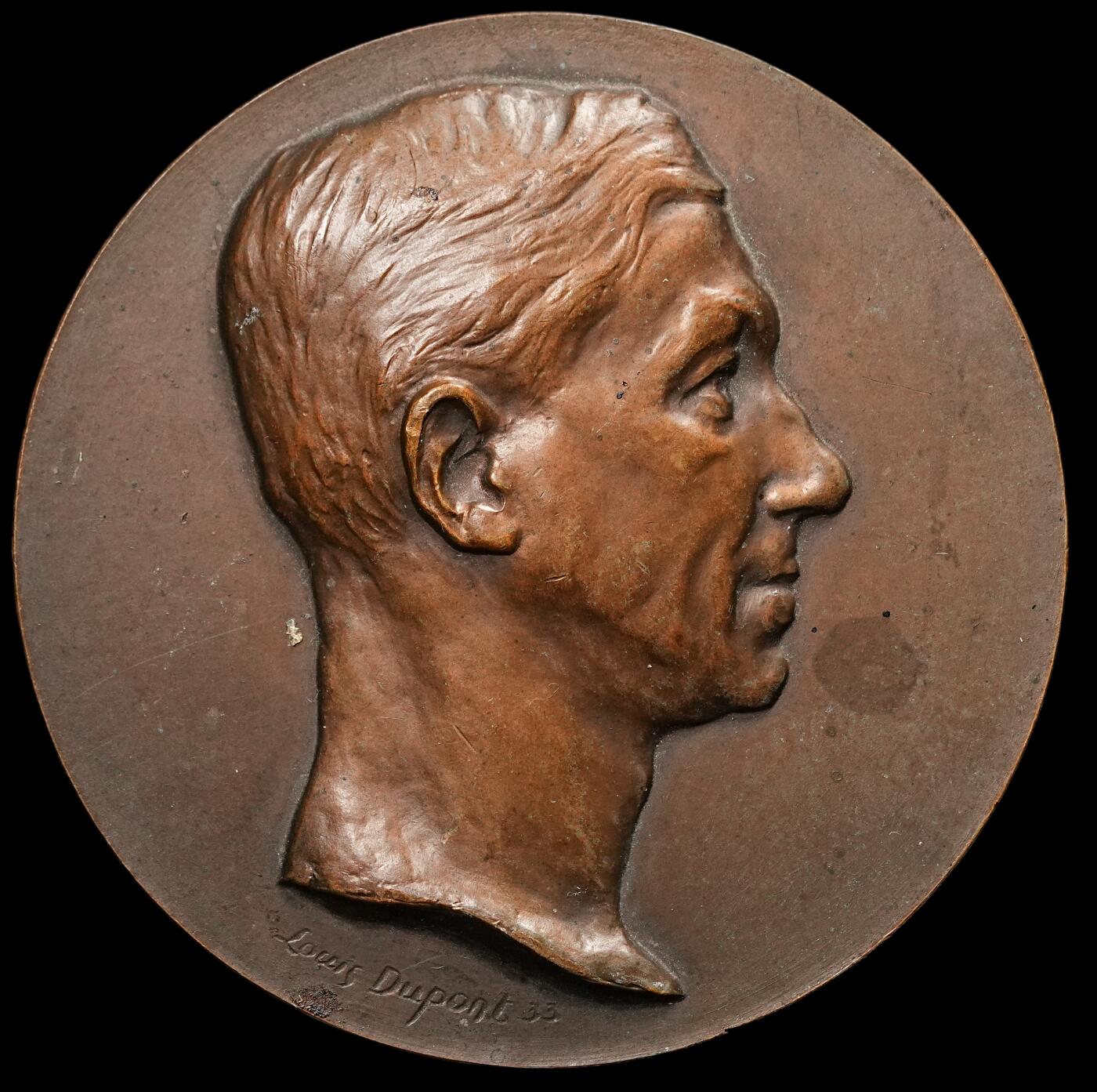 修遠堂世界钱币第四十七期 全场包邮 1933年比利时人物纪念大铜章 60mm，103g