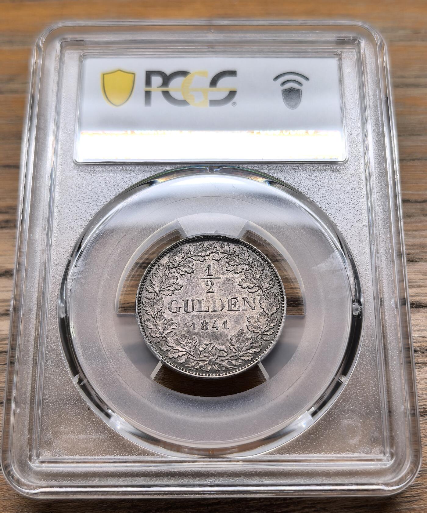 凡希社世界钱币微拍第二百九十期 1841德国巴登1/2盾PCGS-MS64