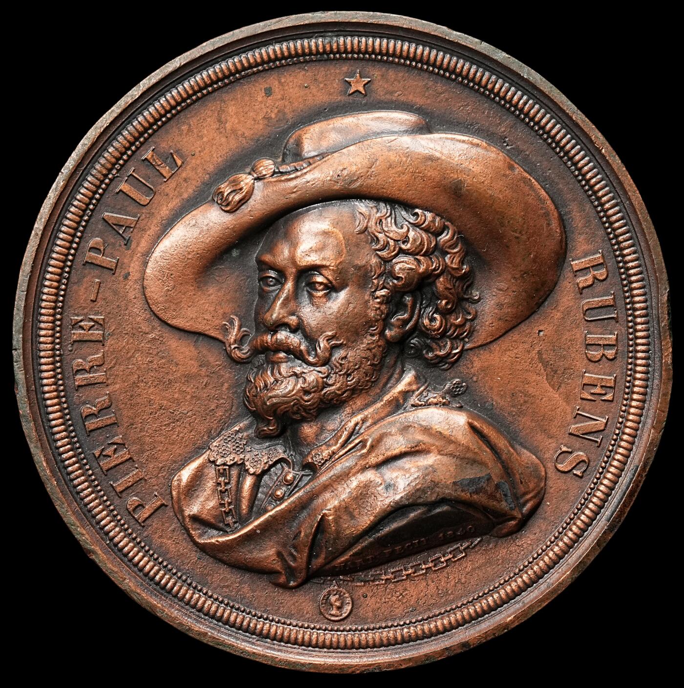 修遠堂世界钱币第四十七期 全场包邮 1840年比利时人物纪念大铜章 72mm，168g 边小磕