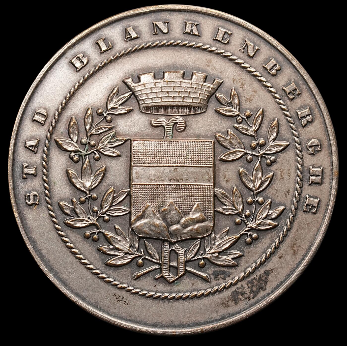 修遠堂世界钱币第四十七期 全场包邮 1954年比利时镀银大铜章 53mm，63.50g