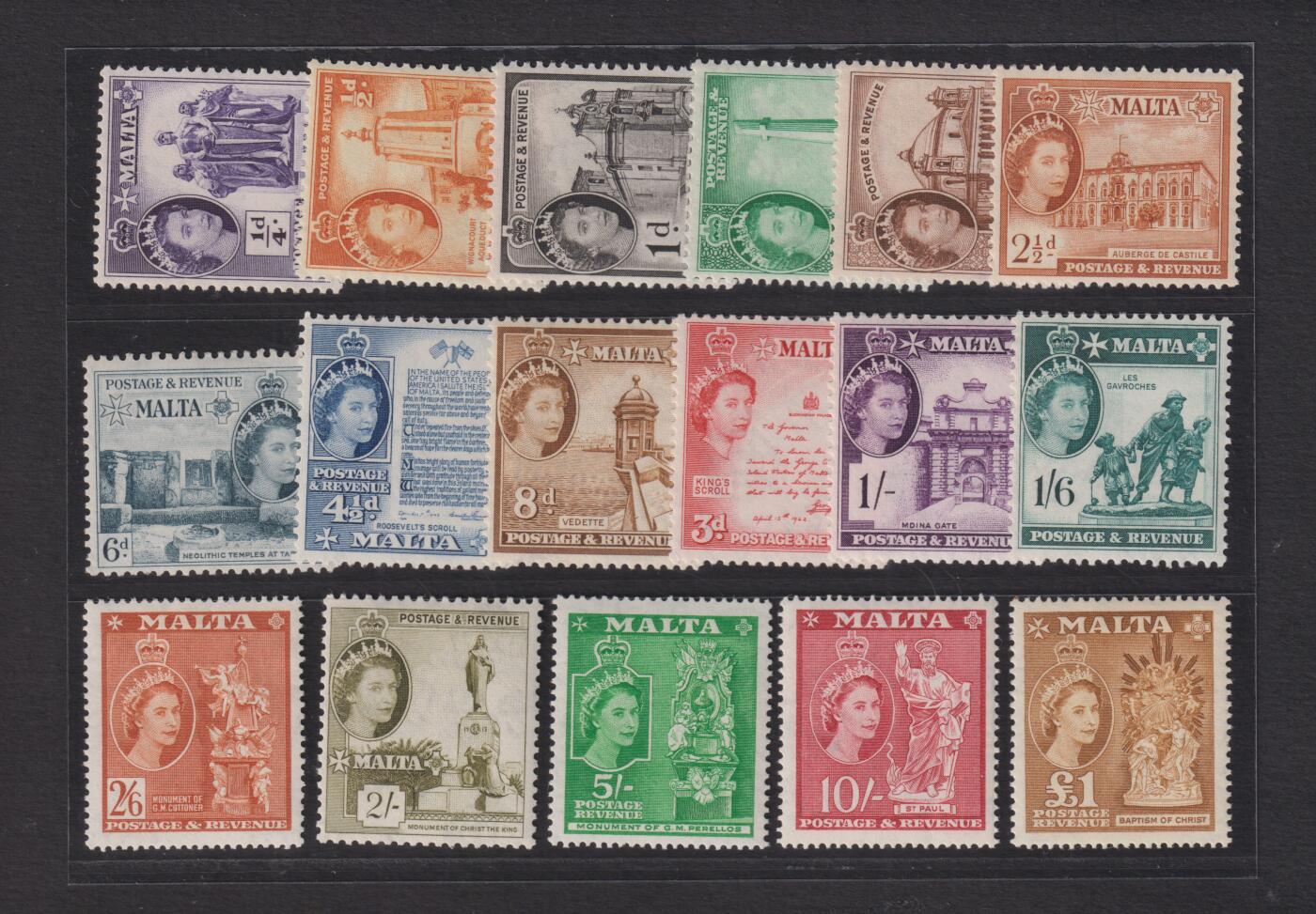  博彦收藏 5月22日 8点 邮票专场 英属 马耳他 1956 纪念票一套 背贴 上品