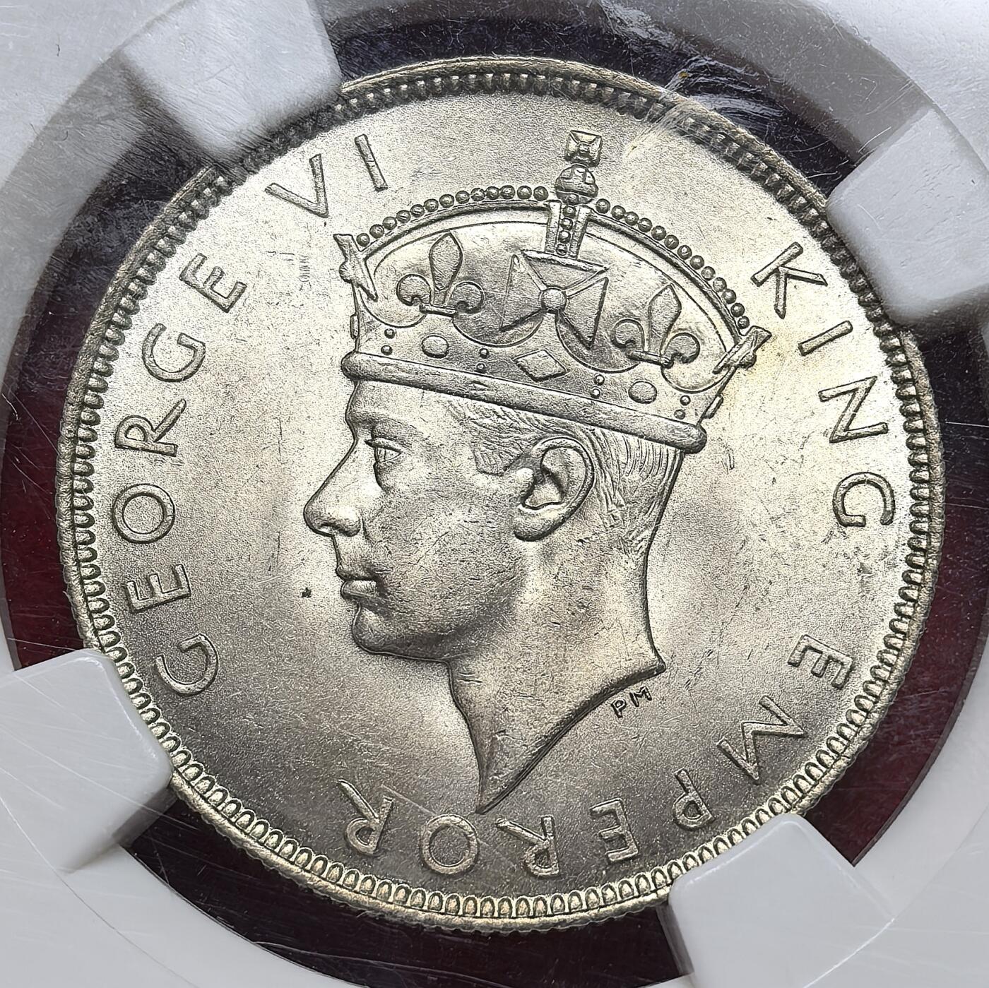 凡希社世界钱币微拍第二百九十期 荐！1939英属塞舌尔乔六卢比银币NGC-MS64+，霜面车轮光，品相惊人的MS高分流通版主币，藏家品质。(视频参考)