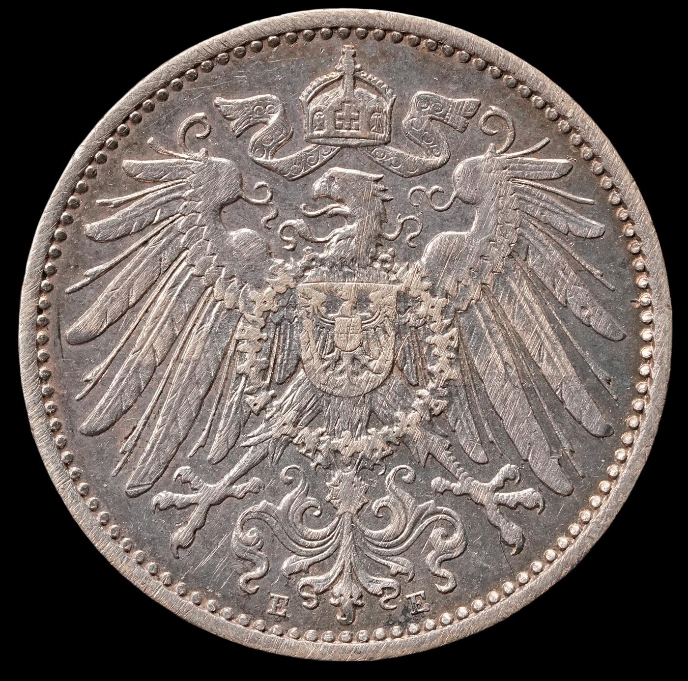 修遠堂世界钱币第四十七期 全场包邮 1914年德国1马克银币 E厂铭