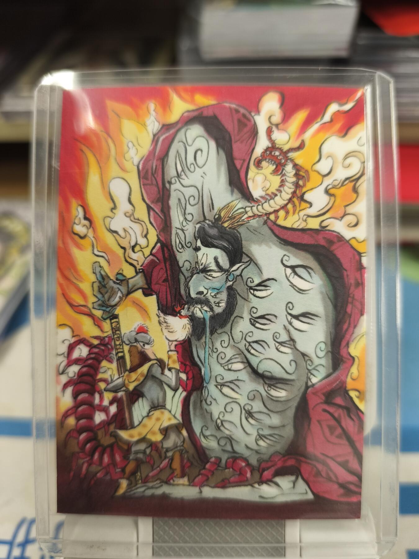 妖精的尾巴卡牌拍卖《庆贺卡萃卡牌》第三十期 手绘卡-悟空大战九眼魔君-画师:琳子