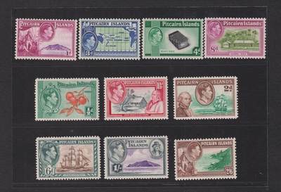  博彦收藏8月2日邮票专场 - 英属 Pitcairn Island 男皇1940 风景票一套背贴，上品