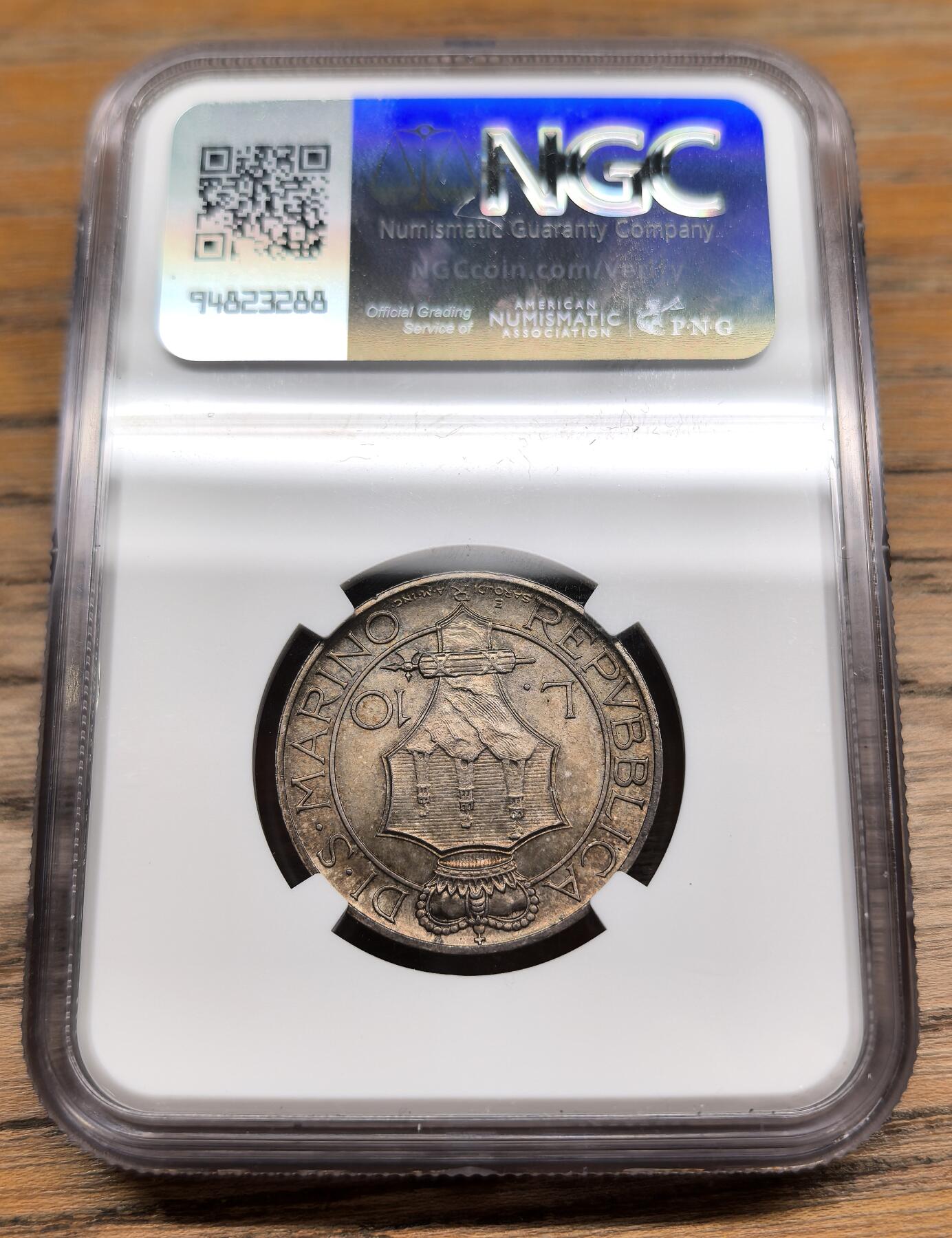 凡希社世界钱币微拍第二百九十期 1932圣马力诺10里拉银币NGC-MS64
