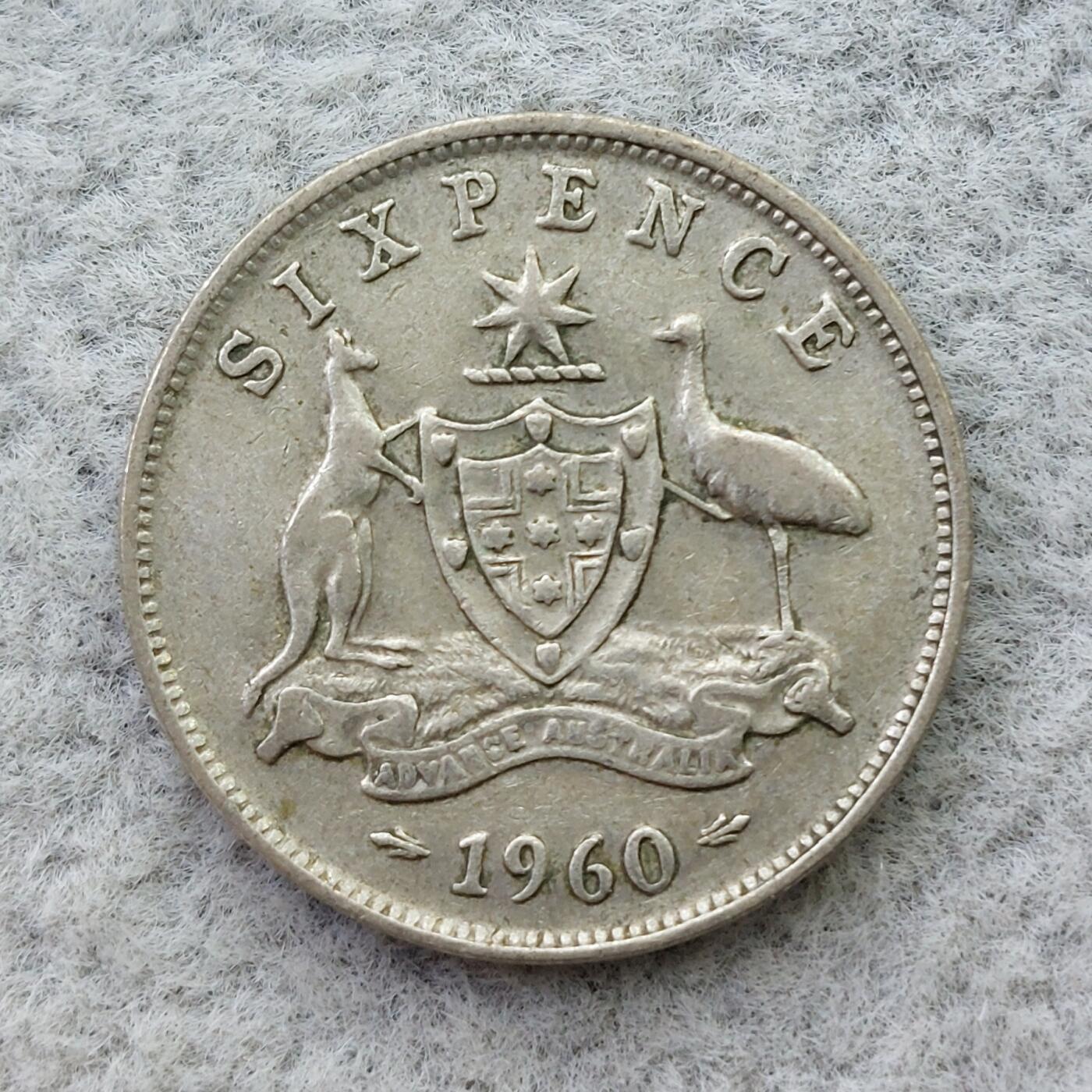 澳大利亚1960年伊丽莎白二世6便士银币
