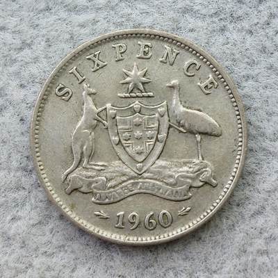 澳大利亚1960年伊丽莎白二世6便士银币 - 澳大利亚1960年伊丽莎白二世6便士银币