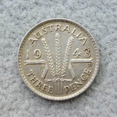 澳大利亚1943年D标乔治六世3便士银币 - 澳大利亚1943年D标乔治六世3便士银币