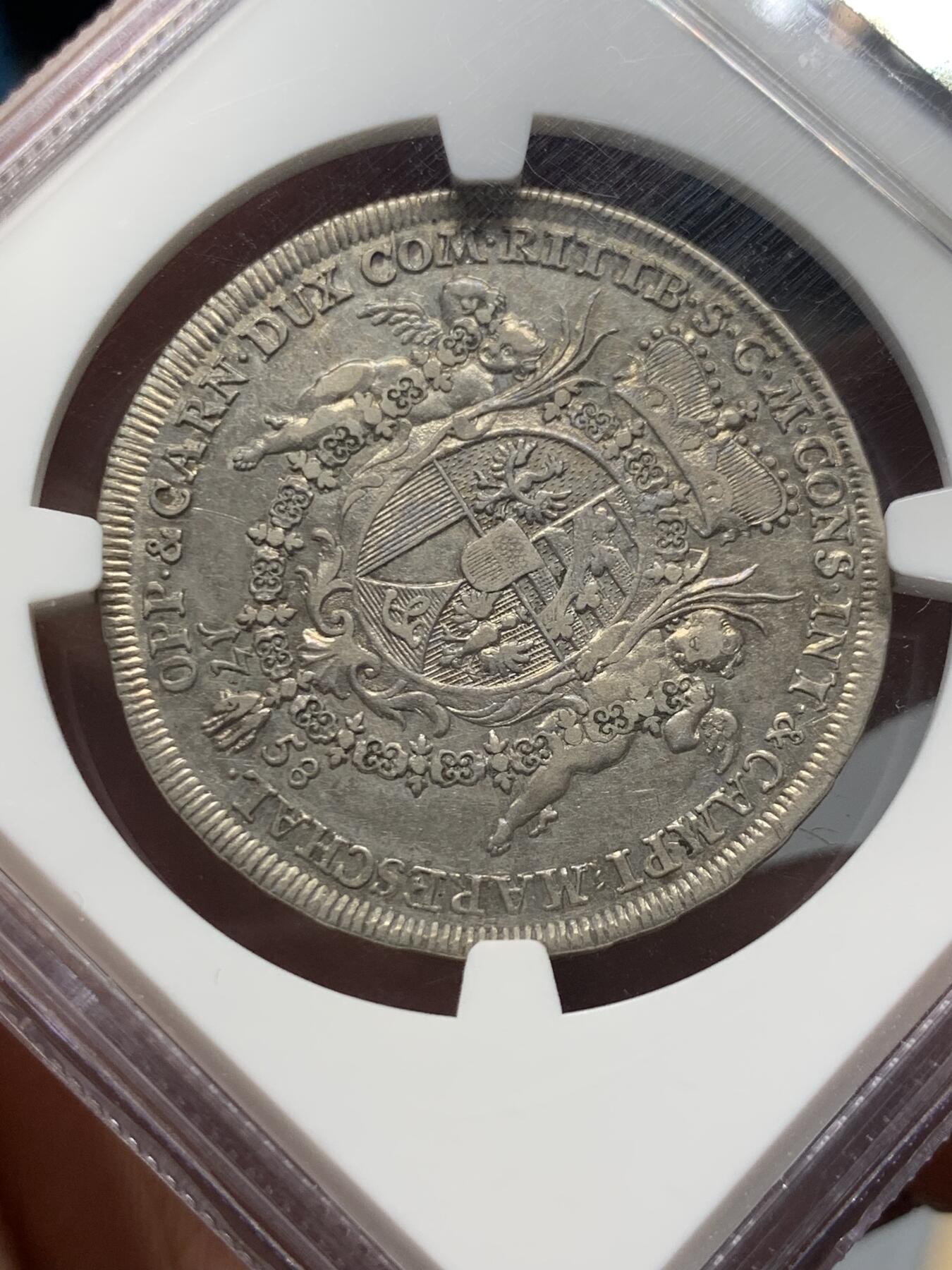 《竞宝斋》第328场 周日，周一，周二 3场连拍 （全场包邮） NGC XF45 列支敦士登  1758年 温泽尔一世 半泰勒银币 单一年份900枚的发行量 值得珍藏