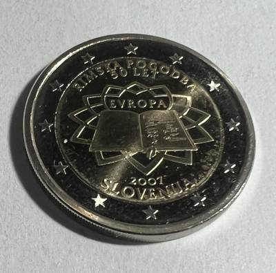 S&S Numismatic世界钱币-拍卖 第90期  - 斯洛文尼亚2007年 罗马条约签署50周年 2欧元双色纪念币，系列中最稀少的一个