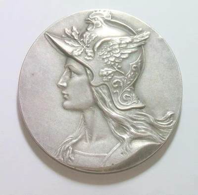 法国1936年 女神玛丽安娜戎装小飞侠 高浮雕精制大镀银章 45MM - 法国1936年 女神玛丽安娜戎装小飞侠 高浮雕精制大镀银章 45MM